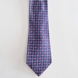 Park Lane 100% Silk Blue and Pink Cross Pattern Tie